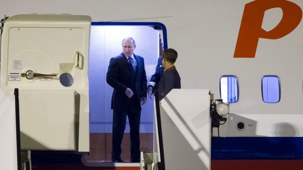 Russian President Vladimir arrives for the G20 summit in Hamburg on Friday.