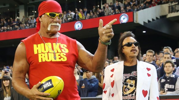 Wrestler Hulk Hogan made an appearance at an AFL match in Melbourne last year.