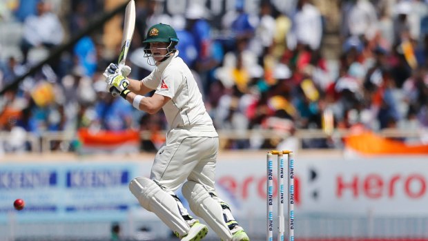 Australia's captain Steven Smith during the first day of their third Test against India in Ranchi.