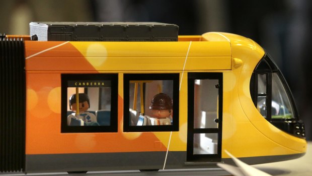 A model of Canberra's Spanish-made light-rail cars.
