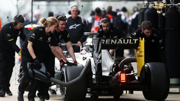 Data is received by the technicians in the pits and instructions are relayed to the driver.