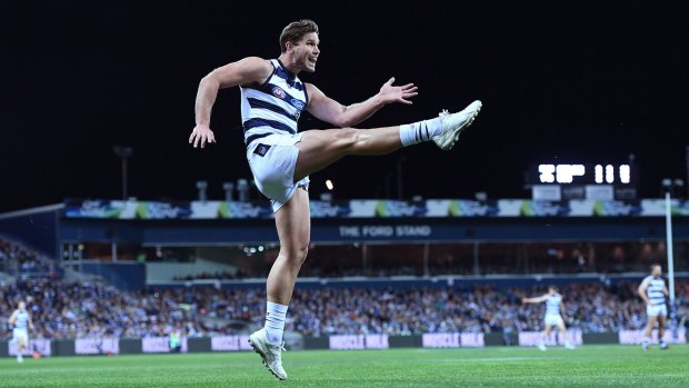 Consistent: Since 2012, Tom Hawkins has kicked at least 46 goals every season.