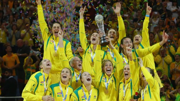 The Australian netball team celebrate with the trophy after victory during the 2015 Netball World Cup Gold Medal. Women's sport is finally having its moment across the country.