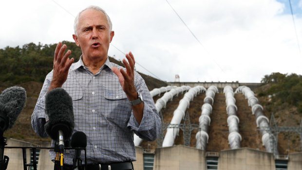 The Prime Minister addresses the media at the Snowy Hydro's Tumut 3 power station.
