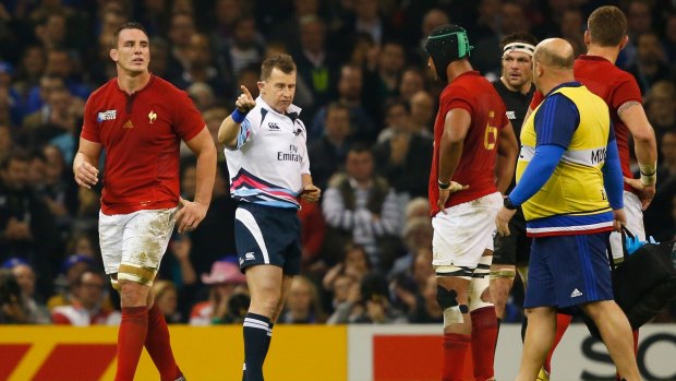 Louis Picamoles is sent to the sin-bin by referee Nigel Owens.