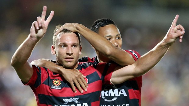 Flying high: Wanderers striker Brendon Santalab will enter the A-League finals in top form.