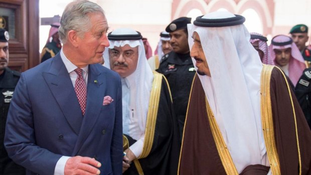 Prince Charles with Saudi King Salman in Riyadh this  month.