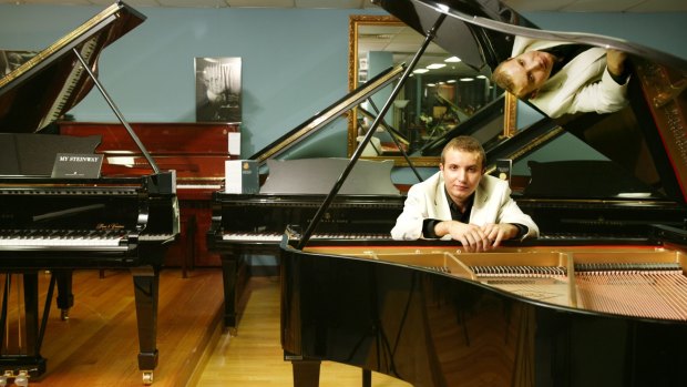 Alexander Gavrylyuk practising at Greenwich piano store Themes and Variations, NSW agents for Steinway & Sons pianos.