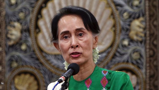 Myanmar de facto leader Aung San Suu Kyi.
