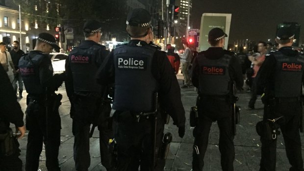 Police were out in force on Saturday night to prevent a repeat of last year's Moomba riots.
