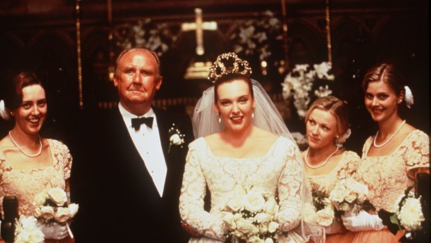 Toni Collette and Bill Hunter in the film, <i>Muriel's Wedding</i>. 