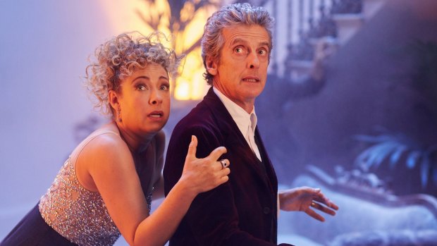 Alex Kingston and Peter Capaldi in <i>Doctor Who</i>.