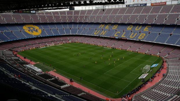 Barcelona and Las Palmas play in an empty Camp Nou in Barcelona on Sunday.
