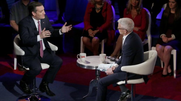 Ted Cruz  with CNN's Anderson Cooper on Tuesday.