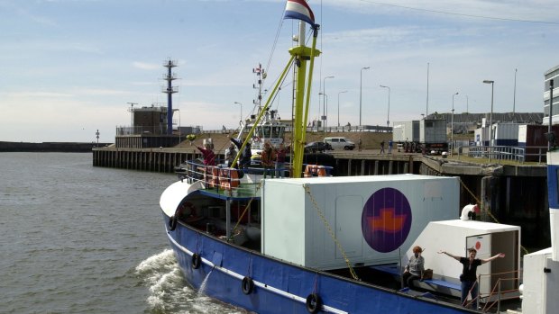 A Dutch ship leased by Women on Waves, leaves for Dublin, Ireland, in 2001, carrying a shipping container outfitted with medical facilities to perform abortions. 