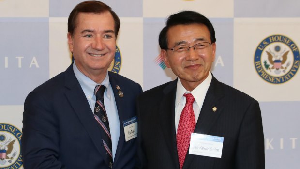 Leading South Korean parliamentarian and former Monash University student Shim Jae-kwon, right, has been thinking about nuclear deterrence for a long time.
