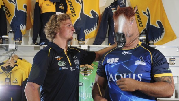 Albert Anae, right, isn't horsing around when he says playing for the Wallabies is one of his goals.