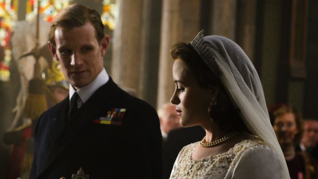 Matt Smith as Prince Philip and Claire Foyas Queen Elizabeth II in The Crown.