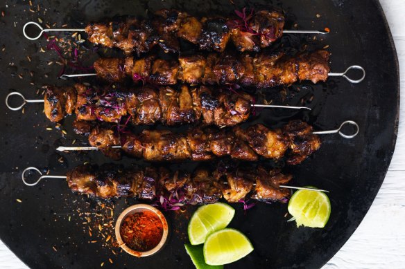 Spicy, charred Chinese-inspired skewers.