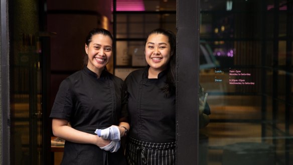 Tasia and Gracia Seger outside Makan in the CBD.