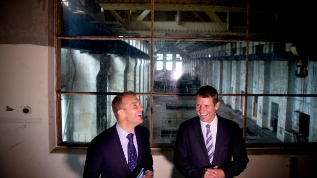 Rob Stokes and Mike Baird at White Bay Power Station.
