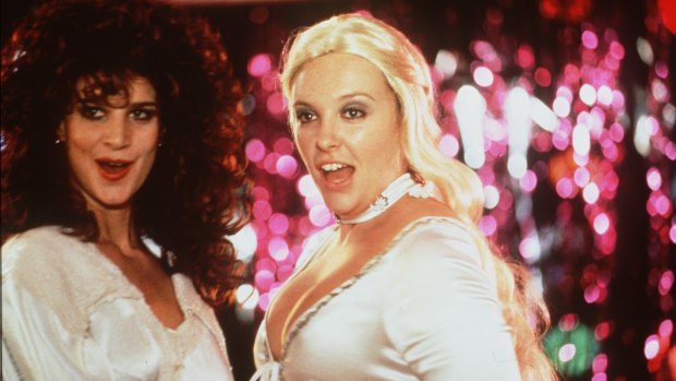 Rachel Griffiths (as Rhonda) and Toni Collette (as Muriel) during the famous Waterloo scene in <i>Muriel's Wedding</i>.