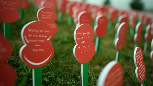 Poppies – each with a personalised message from a member of the British public – are currently on display at Tyne Cot Cemetery to mark the 100th anniversary of the Battle of Passchendaele in the fields near Ypres, Belgium.