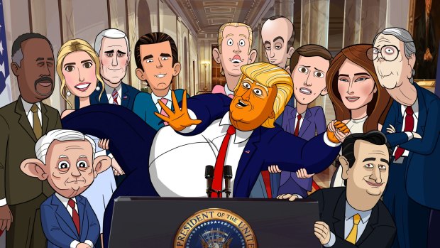 The animated cast of <I>Our Cartoon President</I>.
