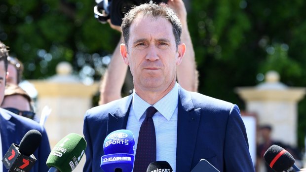 Front foot: Cricket Australia chief executive James Sutherland responds to the match-fixing claims.