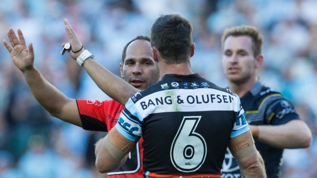 Cronulla's James Maloney was sent to the sideline for 10 minutes during the game against North Queensland.