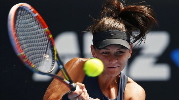 Casey Dellacqua in action on day two.