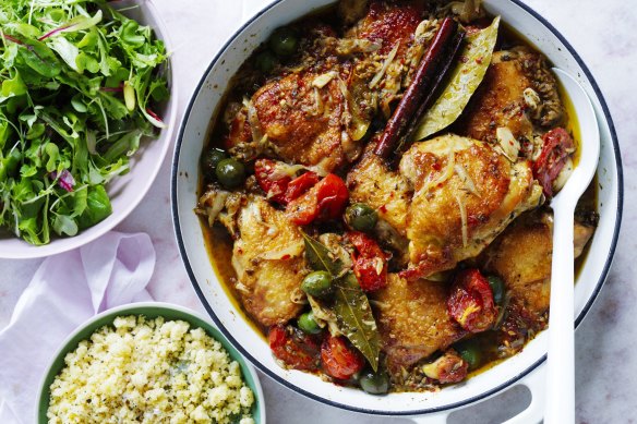 Mediterranean-inspired pot-roasted chicken.