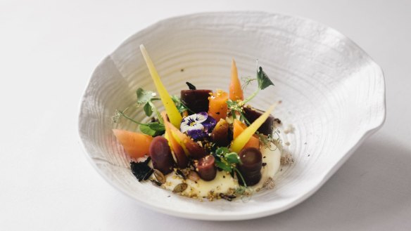 Manuka honey-roasted carrots, goat's cheese and seeds.