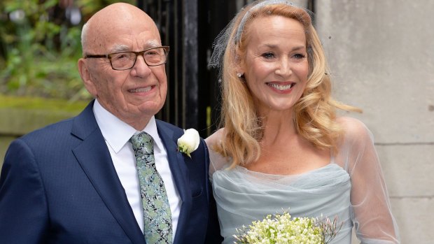 The happy couple: Rupert Murdoch and Jerry Hall.