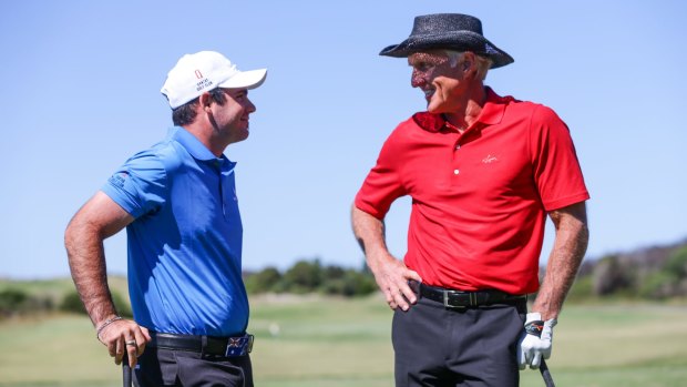 Antonio Murdaca gets some tips from former great Greg Norman.