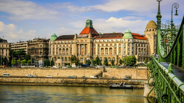 Gellert Astoria Hotel on the banks of the River Danube in Budapest, Hungary.