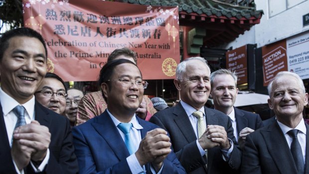 "My friends, the future is so bright": Malcolm Turnbull with Chinese Consul General Mr. Li Huaxin.
