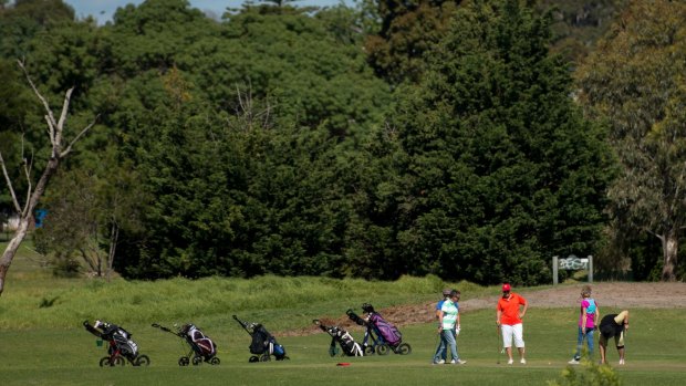 Golfers play a round at Elsternwick. 