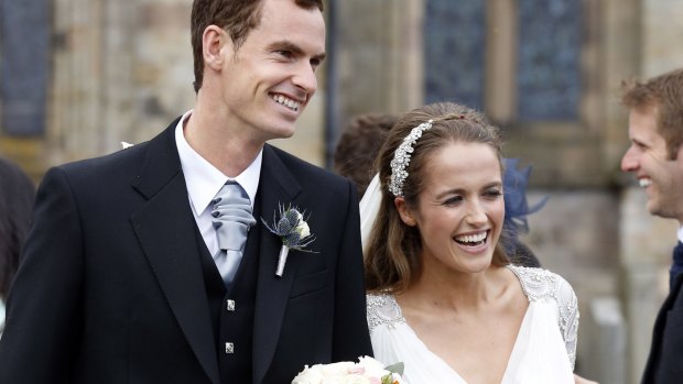 Andy Murray and Kim Sears leave Dunblane Cathedral after their wedding.