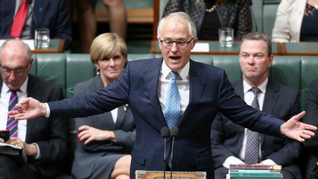 Prime Minister Malcolm Turnbull during Question Time at Parliament House in Canberra.