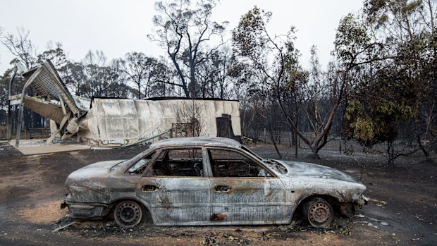 This car and sheds were destroyed but the house at this Platt's Road property at Scotsburn was saved.