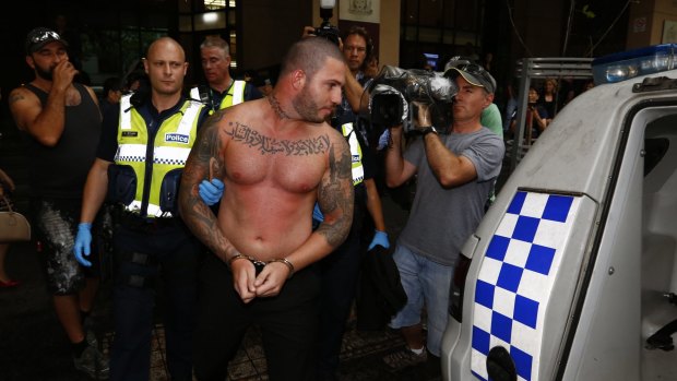 One of the men suspected of being involved in a brawl at Melbourne Magistrates Court. 