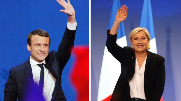 First-round victors Emmanuel Macron (24 per cent) and Marine Le Pen (21.3 per cent).