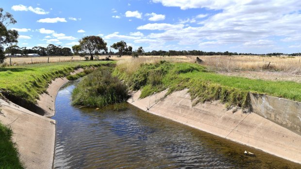 The drainage channel that runs through the site in Werribee where radioactive cow carcasses have been buried. 