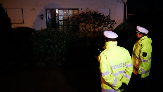 German police in front of the house believed to belong to the parents of Andreas Lubitz on Thursday.