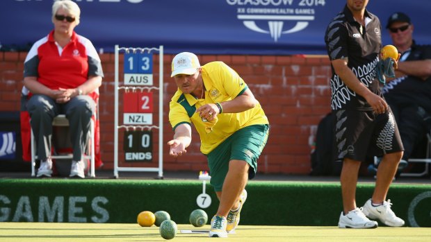 Aron Sherriff of Australia bowls on his way to winning the bronze medal.