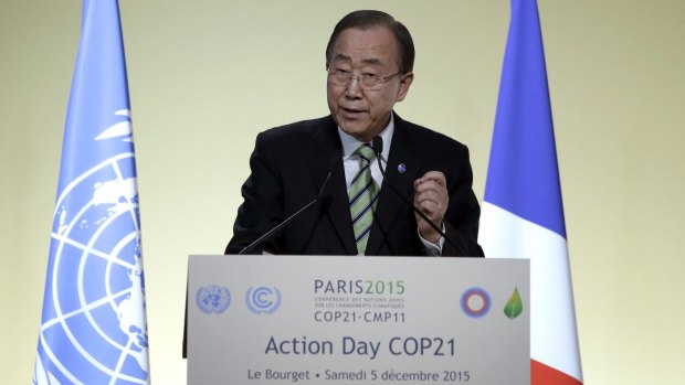 United Nations Secretary-General Ban Ki-moon addressing the climate conference.