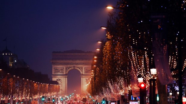 Christmas lights along the Champs Elysees in Paris, which is one of the top three European cities that Australians visit at Christmas.