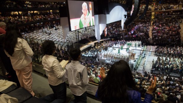 Pope Francis leads high Mass at Madison Square Garden in New York. 