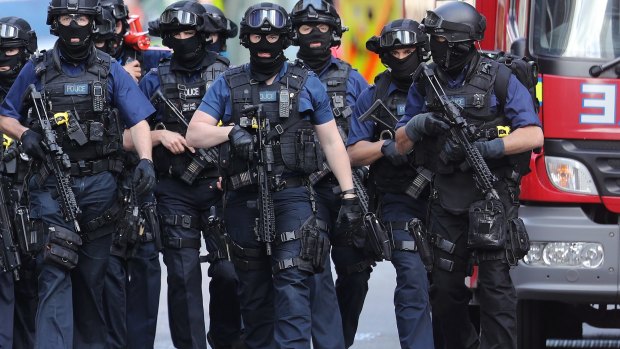 Counter terrorism officers near the scene of the London Bridge terrorist attack.